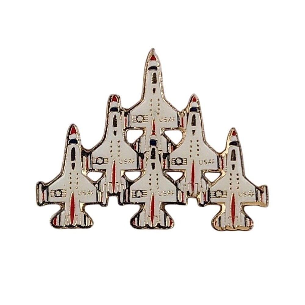 USAF Thunderbirds 6 Jet Delta Formation Lapel Pin Vintage Air Show Souvenir F-16